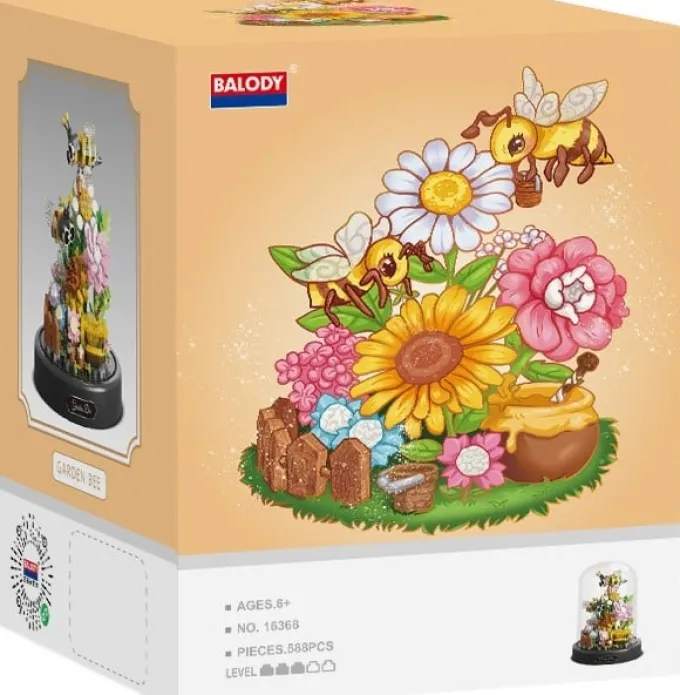Balody 3D bouwset Bloemen met Bijen onder stolp