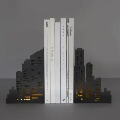 Balvi Boekensteun Skyline Lights zwart