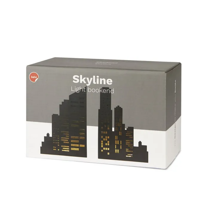 Balvi Boekensteun Skyline Lights zwart