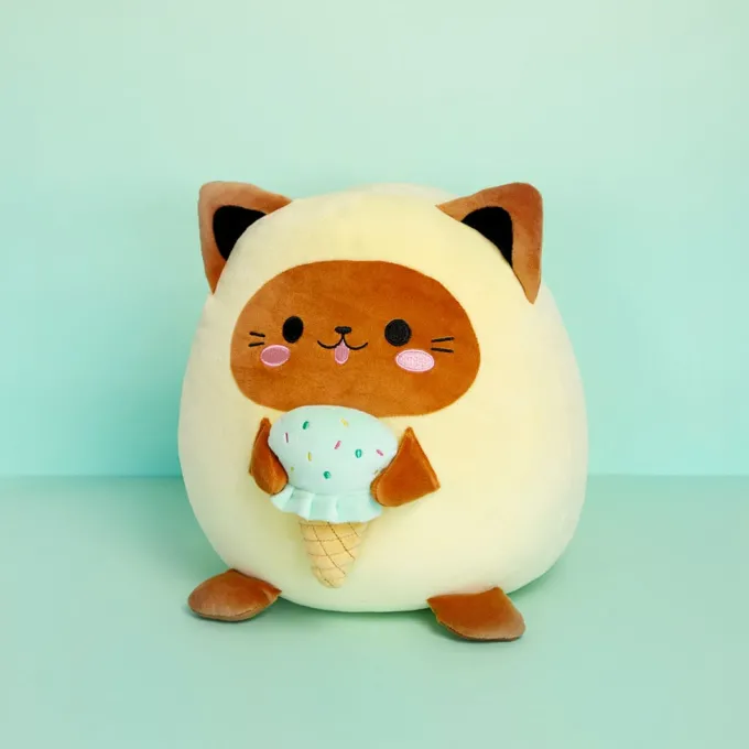 Balvi Katten kussen Fluffy Kawaii Minty Geel