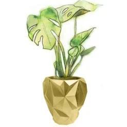 Candellana Bloempot beton Geometric 13 cm Classic Gold