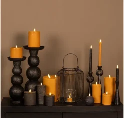 Countryfield Dinerkaars LED Diner rustiek amber met beweegbare vlam – 2 stuks