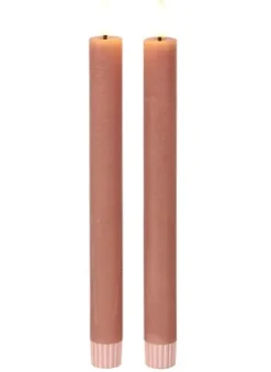 Countryfield Dinerkaars LED Diner rustiek roze met beweegbare vlam – 2 stuks