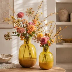 Countryfield Fles 2-tone Claudia geel - Sfeervolle vaas in 2 maten