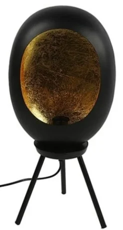 Countryfield Industriële Tafellamp E27 Eggy Zwart/Goud op Pootjes - Sfeervolle Verlichting