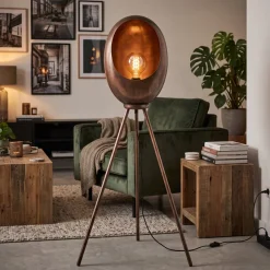 Countryfield Industriële Vloerlamp E27 Eggy in Antiek Koper