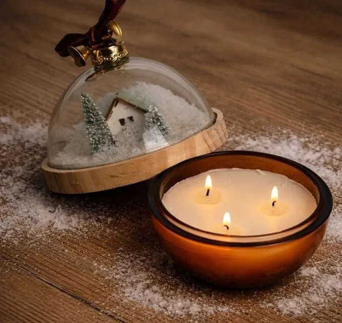 Countryfield Kaars Kerstbal Heine bruin