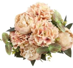 Countryfield Kunst boeket Peony Hydrangea 3x3 zalm-L35B35H47CM