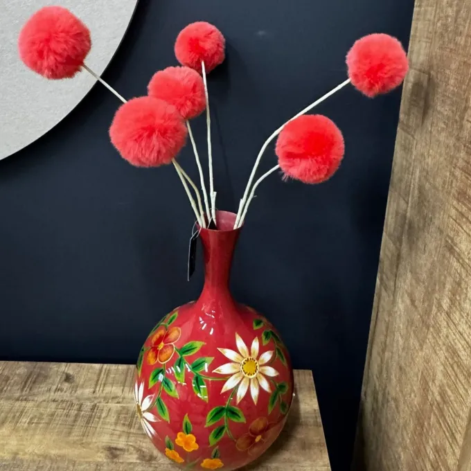 Countryfield Kunstdeco Pom Pom Set van 3 takken roze - 16 x 16 x 75 cm