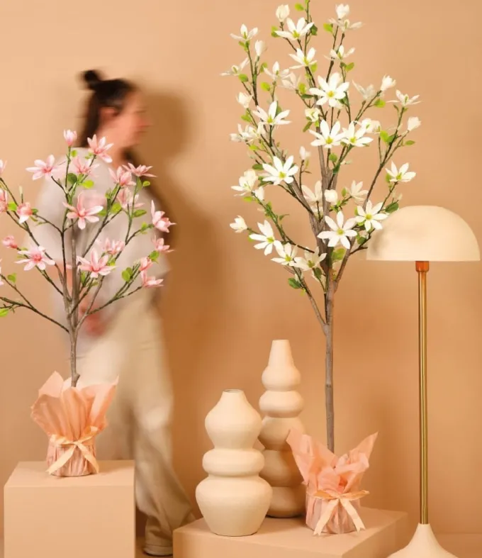Countryfield Kunstplant Magnolia Loebneri S roze / wit - 120 cm