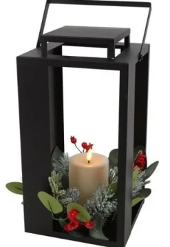 Countryfield Lantaarn met kaars LED Arles S zwart-L18,5B18,5H35CM