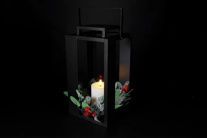 Countryfield Lantaarn met kaars LED Arles S zwart-L18,5B18,5H35CM