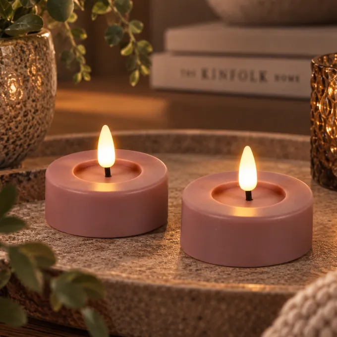 Countryfield Maxi theelicht Ø6,7CM LED Patio set van 2 roze