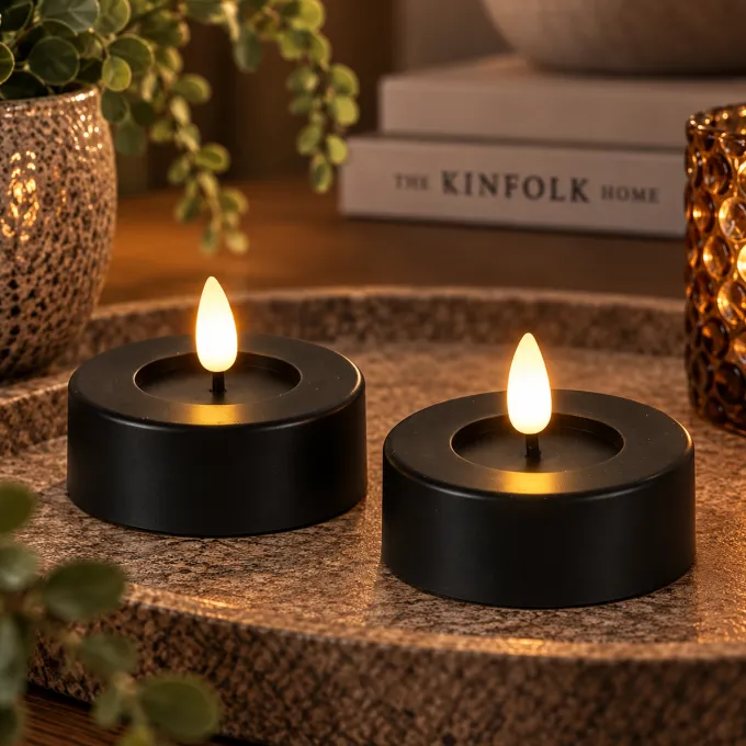 Countryfield Maxi theelicht Ø6,7CM LED Patio set van 2 zwart