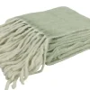 Countryfield Plaid Britta lichtgroen met franjes