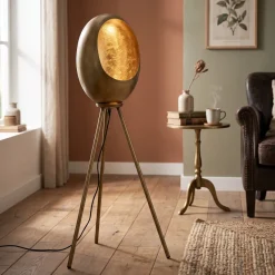 Countryfield Staande lamp E27 Eggy antiek messing - Countryfield