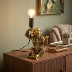 Countryfield Tafellamp E14 Cheeta zittend goud inclusief lichtbron