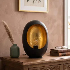 Countryfield Tafellamp E27 Eggy Zwart/Goud Groot - Industriële Sfeermaker