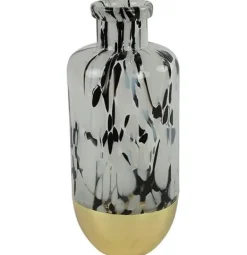 Countryfield Vaas Bilbao fles zwart wit goud L - Stijlvolle woondecoratie