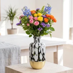 Countryfield Vaas Bilbao fles zwart wit goud S