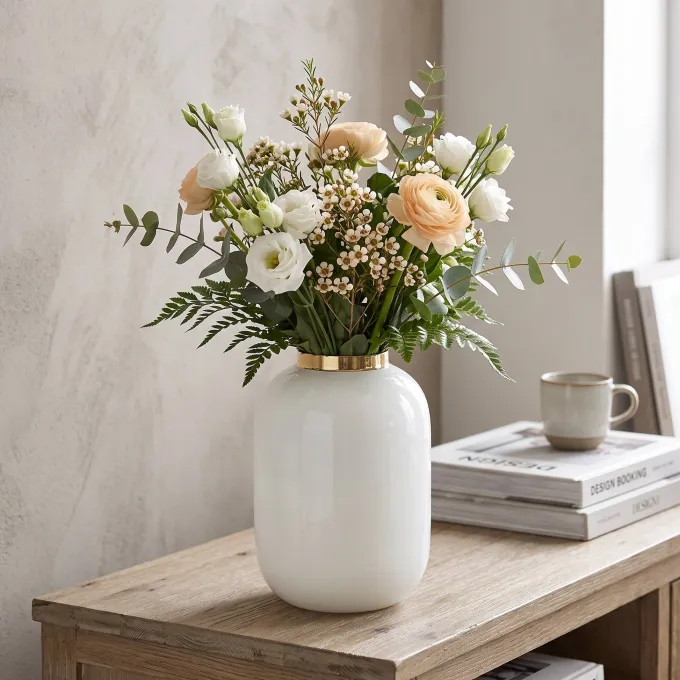 Countryfield Vaas Madras wit - Stijlvolle Keramiek Vaas