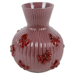 Countryfield Vaas met strik Noé L paars rood 24 x 24 x 27,5 cm - Copy