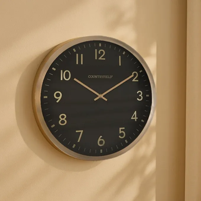 Countryfield Wandklok Copper L zwart goud Ø 50 cm