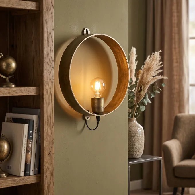 Countryfield Wandlamp E27 Largo L Messing - Sfeervolle Industriële Wandverlichting