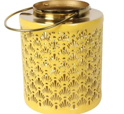 Countryfield Windlicht Amira geel S - Stijlvol goudkleurig windlicht
