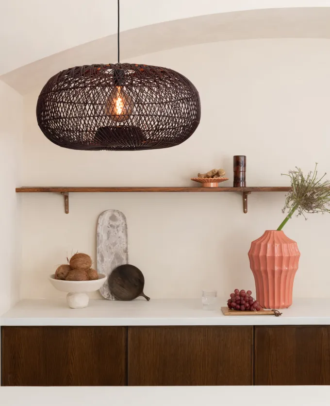 Good&Mojo Hanglamp Arizona bamboe ø50 burgundy S