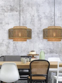 Good&Mojo Hanglamp Bhutan bamboe Ø 50 cm zwart naturel S