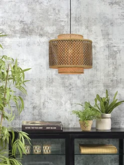 Good&Mojo Hanglamp Bhutan bamboe Ø 40 cm zwart naturel S