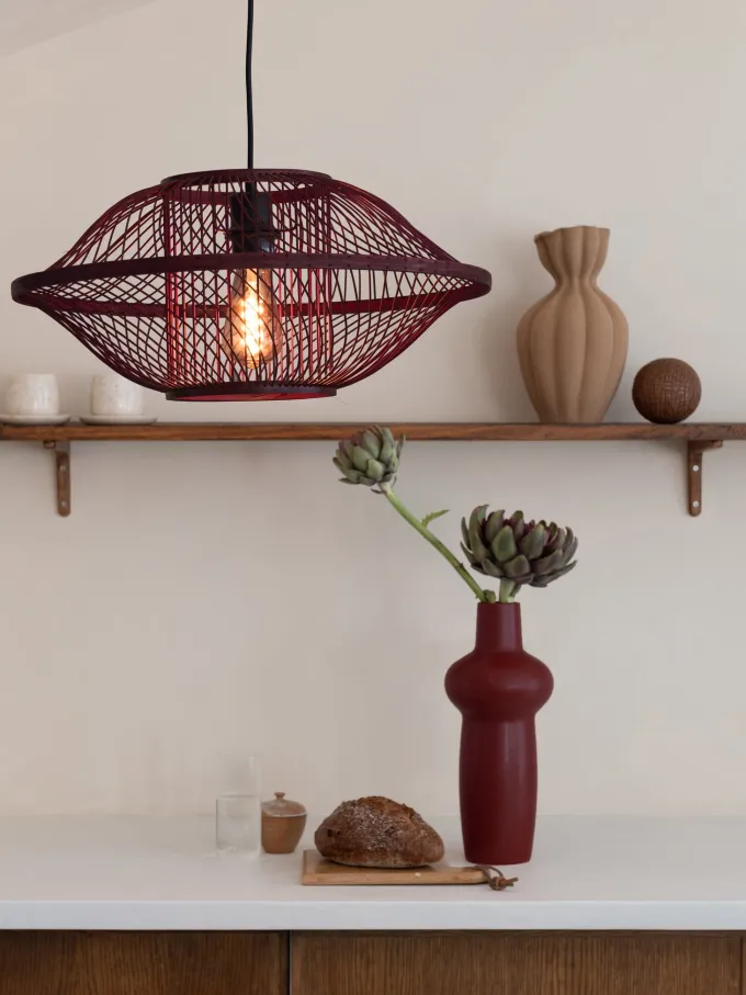 Good&Mojo Hanglamp Maui bamboe burgundy S