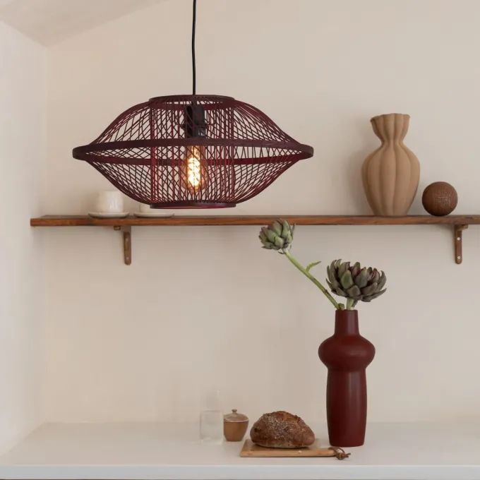 Good&Mojo Hanglamp Maui bamboe burgundy S