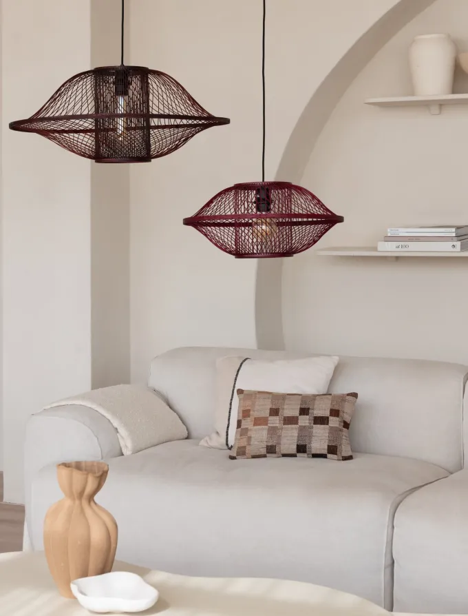Good&Mojo Hanglamp Maui bamboe burgundy S