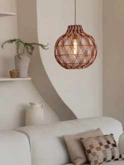 Good&Mojo Hanglamp Mendoza bamboe/kap ø35xh.35cm nat/burgundy. S