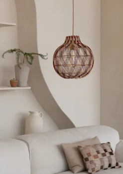 Good&Mojo Hanglamp Mendoza bamboe/kap ø35xh.35cm nat/burgundy. S