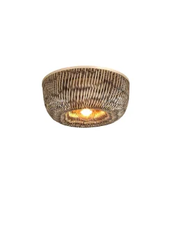 Good&Mojo Plafondlamp Barbados bamboe/halfrond kap ø35xh.15cm naturel/bruin