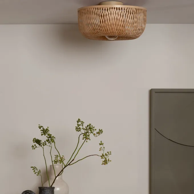 Good&Mojo Plafondlamp Barbados bamboe/halfrond kap ø35xh.15cm naturel