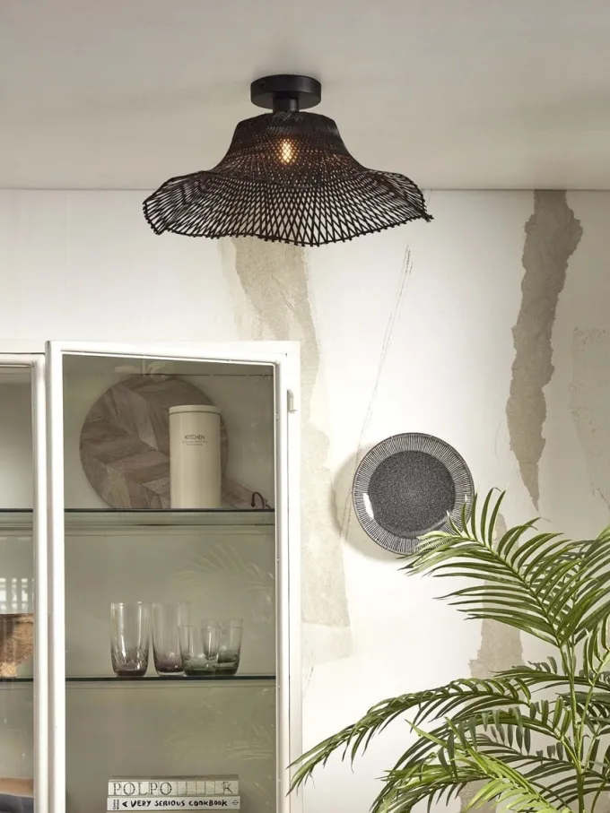 Good&Mojo Plafondlamp Ibiza wavy S zwart