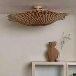 Good&Mojo Plafondlamp Madura bamboe ø87x20cm naturel bruin L