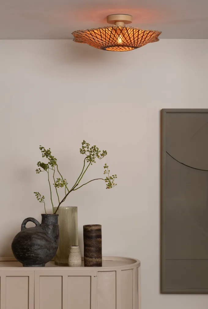 Good&Mojo Plafondlamp Madura bamboe ø44x12cm naturel bruin S