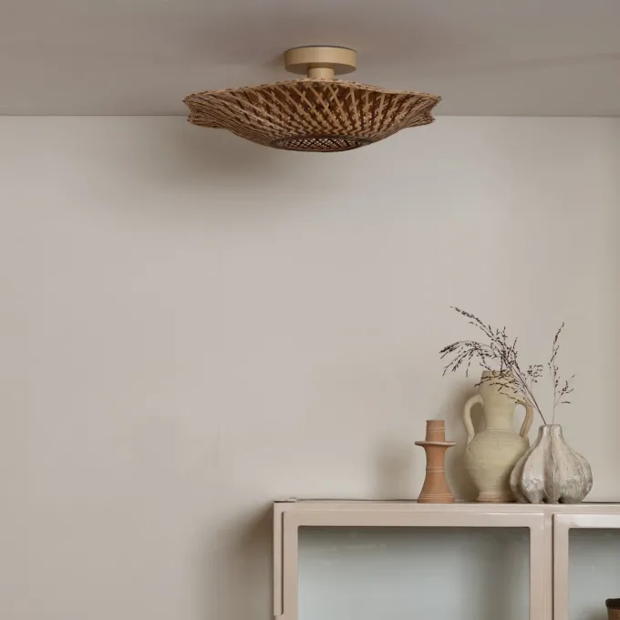 Good&Mojo Plafondlamp Madura bamboe ø44x12cm naturel bruin S