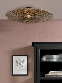 Good&Mojo Plafonniere Bali bamboe dia 87 x 20 cm zwart/naturel L