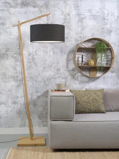 Good&Mojo Vloerlamp Andes bamboe eco linnen donkergrijs