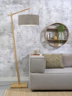 Good&Mojo Vloerlamp Andes bamboe eco linnen donker