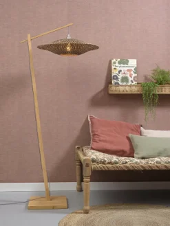 Good&Mojo Vloerlamp Bali bamboe naturel naturel/zwart M kap Ø60