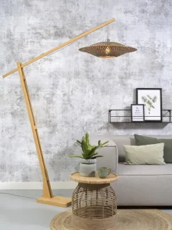 Good&Mojo Vloerlamp Bali bamboe naturel zwart naturel L Ø 60 cm
