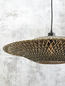 Good&Mojo Vloerlamp Bali bamboe zwart kap 44x12cm zwart naturel M
