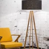 Good&Mojo Vloerlamp bamboe 4-poot Everest linnen zwart